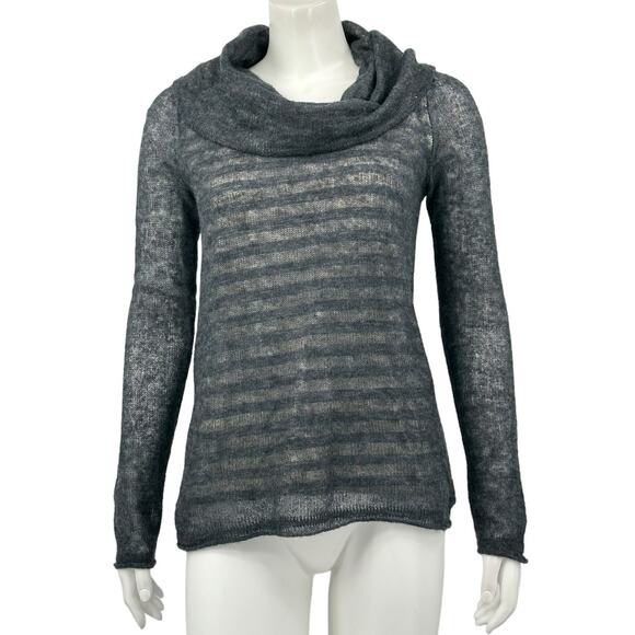 Moth Anthropologie Sweater Womens XS Layered Gray Striped Cowl Neck Wool Alpaca - Picture 1 of 9
